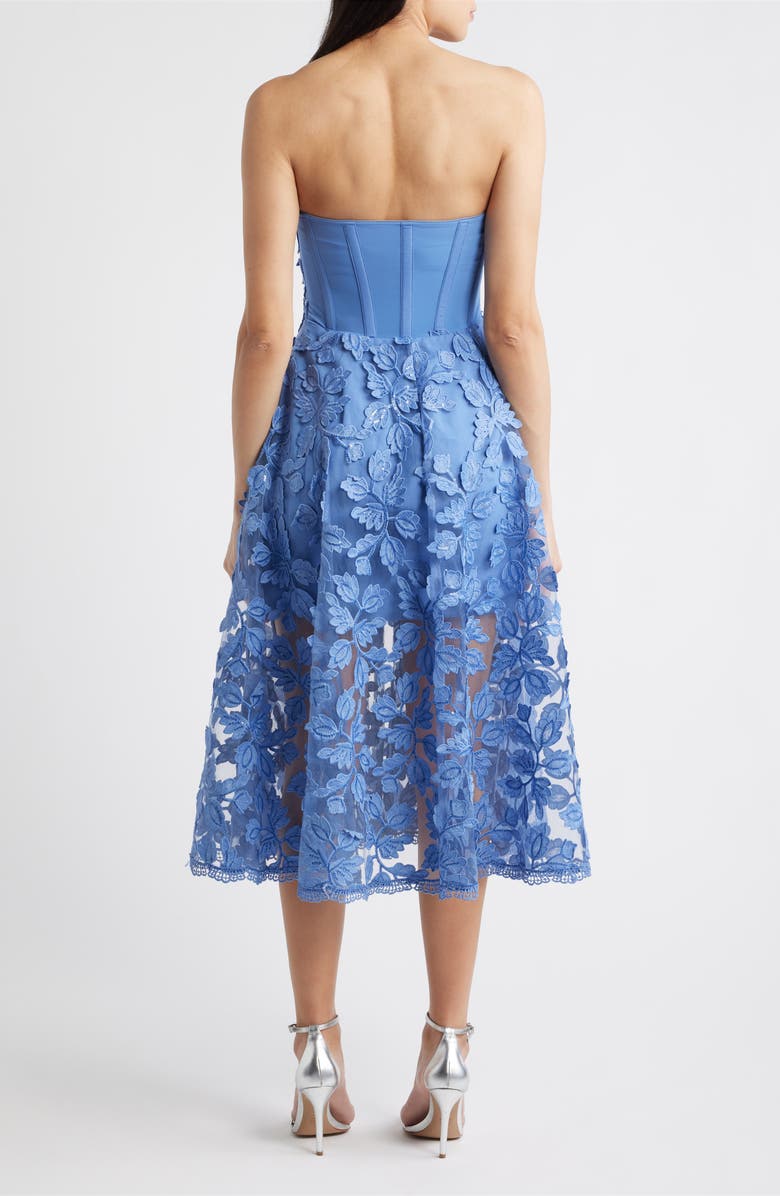 Eliza J Floral Sequin Strapless Midi Dress, Alternate, color, Blue