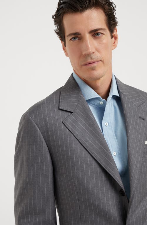 Shop Brunello Cucinelli Twill Blazer In Grey