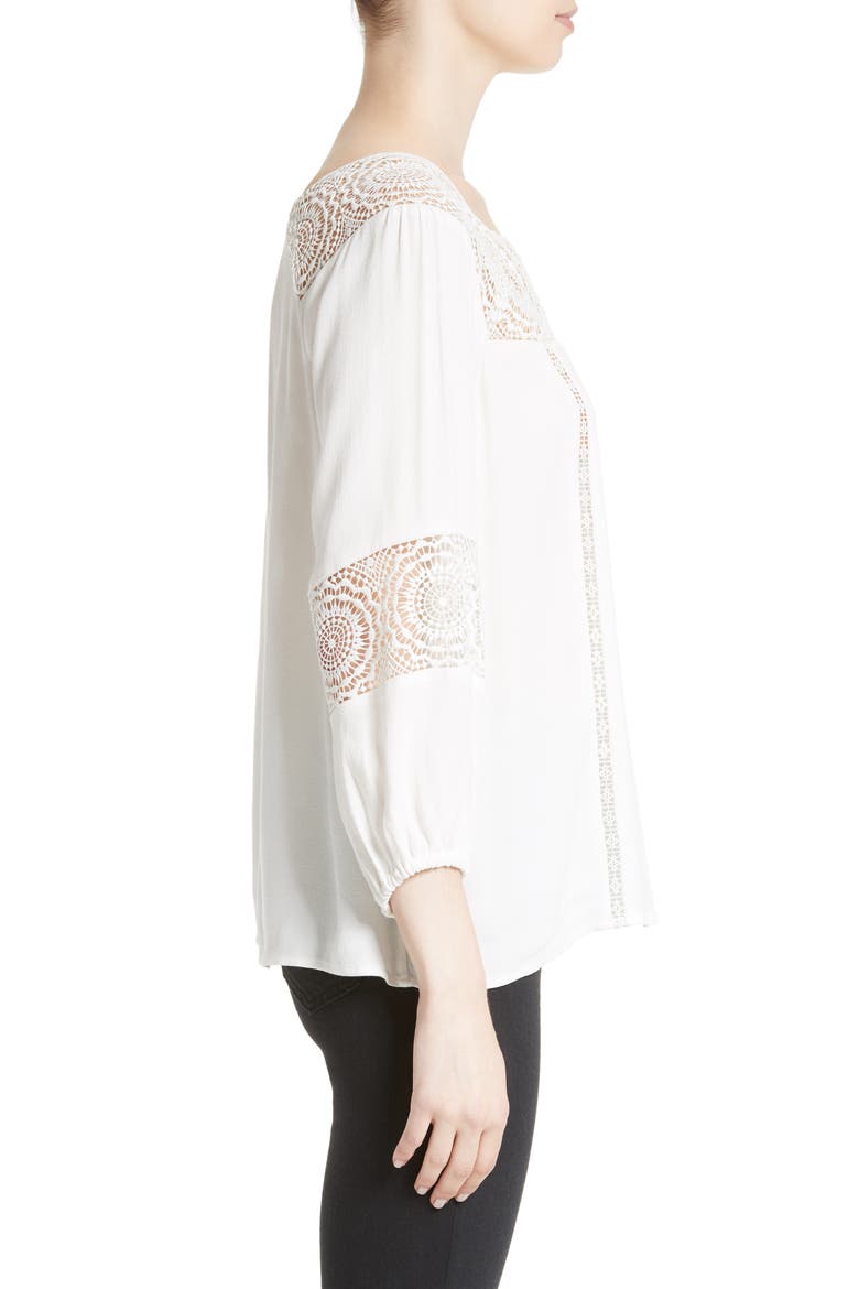 Bellange Lace Trim Blouse, Alternate, color, PORCELAIN