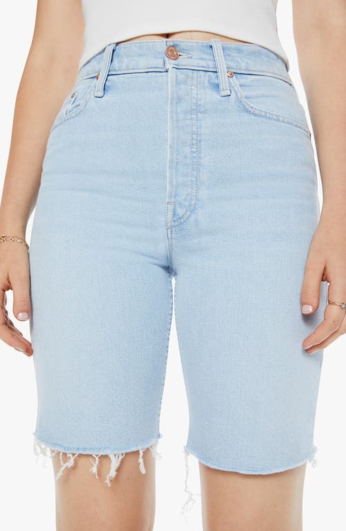 MOTHER MOTHER THE RIDER RAW HEM HIGH WAIST DENIM BERMUDA SHORTS