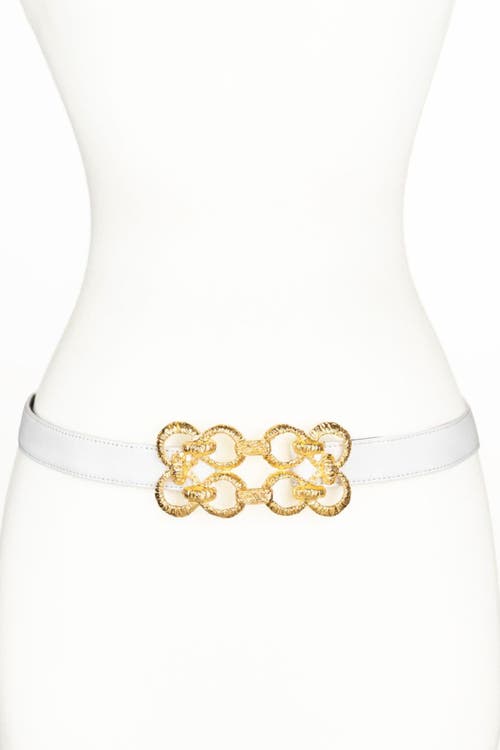 Raina Belts Golden Loops Buckle Leather Belt In White