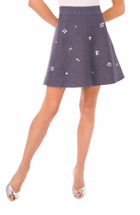 CeCe Embellished A-Line Sweater Skirt