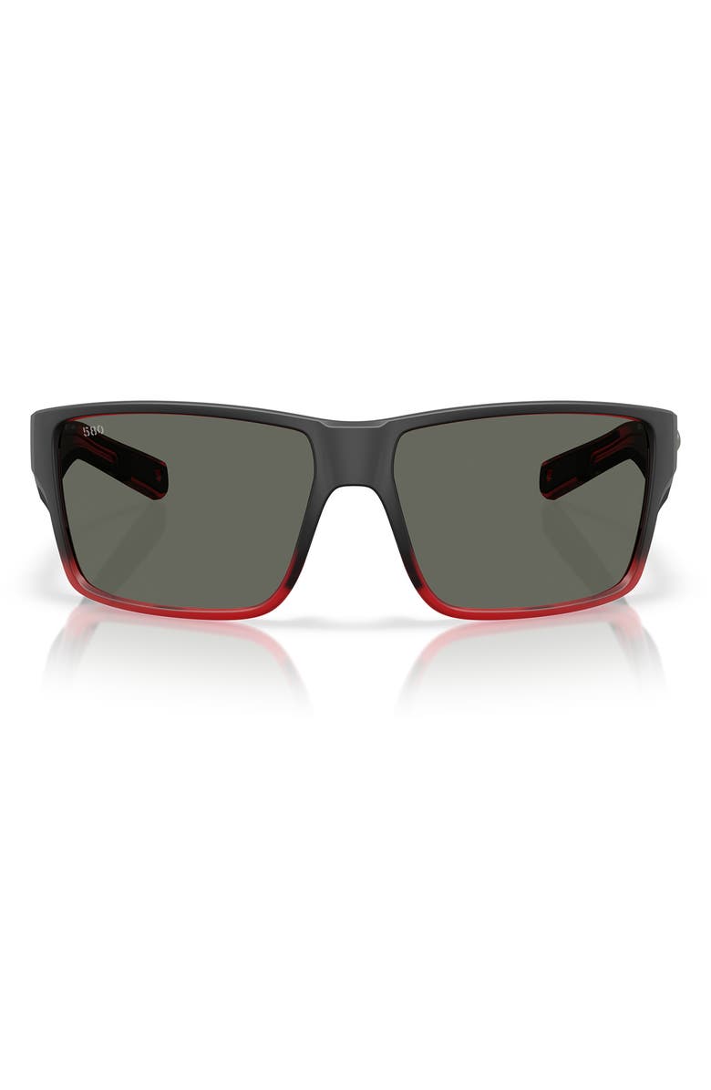 Costa Del Mar 63mm Polarized Oversize Rectangular Sunglasses, Main, color, Red Sky/ Gray 580G