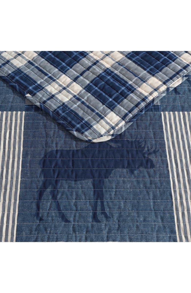 Eddie Bauer Moose Plaid Pinstripe Patchwork Reversible Quilt & Sham Set, Alternate, color, Blue Multi