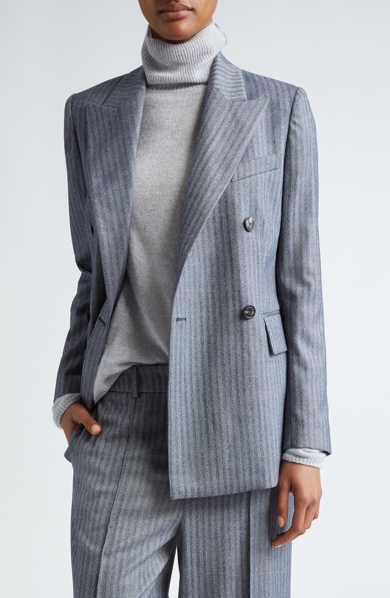 Eleventy Double Breasted Herringbone Stretch Wool Blazer, Main, color, 