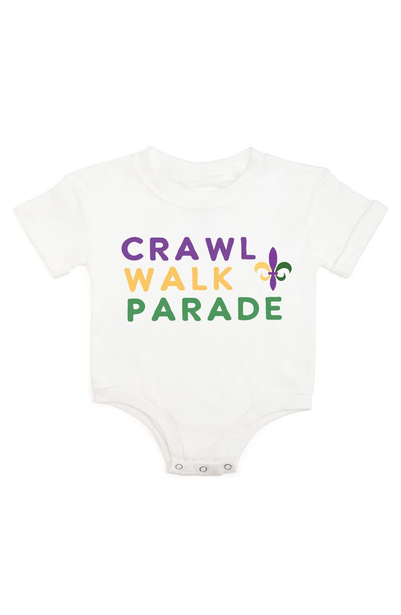 Sweet Wink Crawl Walk Parade Mardi Gras Short Sleeve Romper, Main, color, White