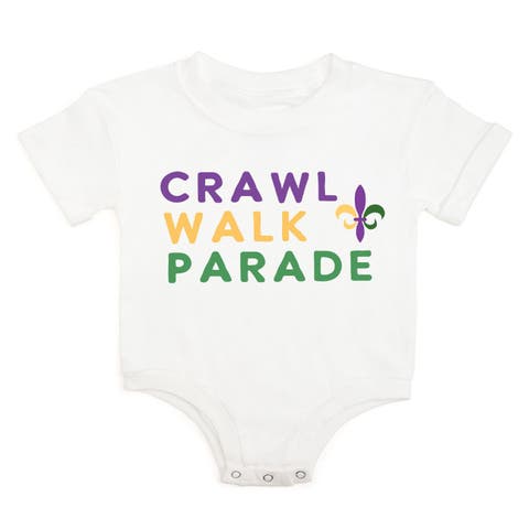 Crawl Walk Parade Mardi Gras Short Sleeve Romper (Baby)