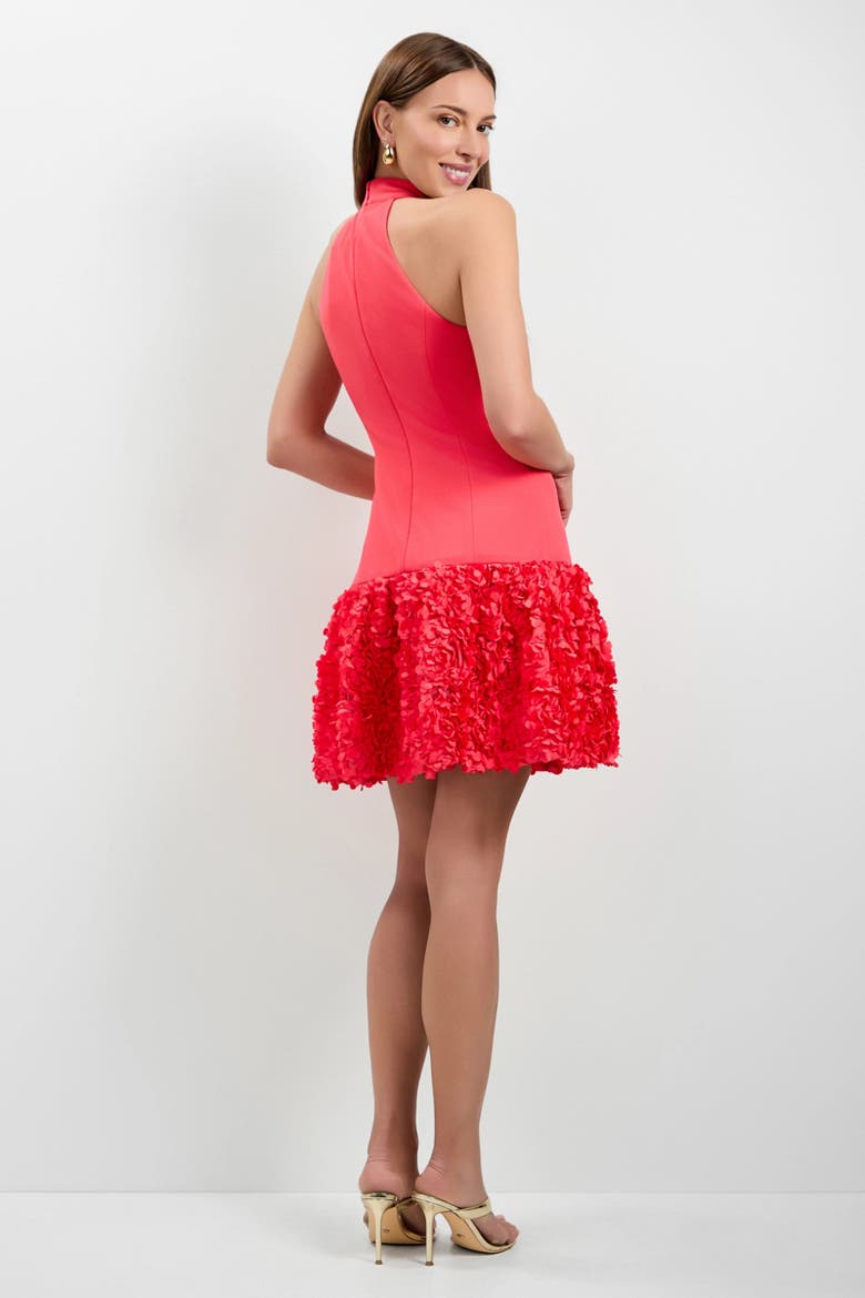 Tibaldi 3D Floral Mini Dress, Alternate, color, Corso Coral