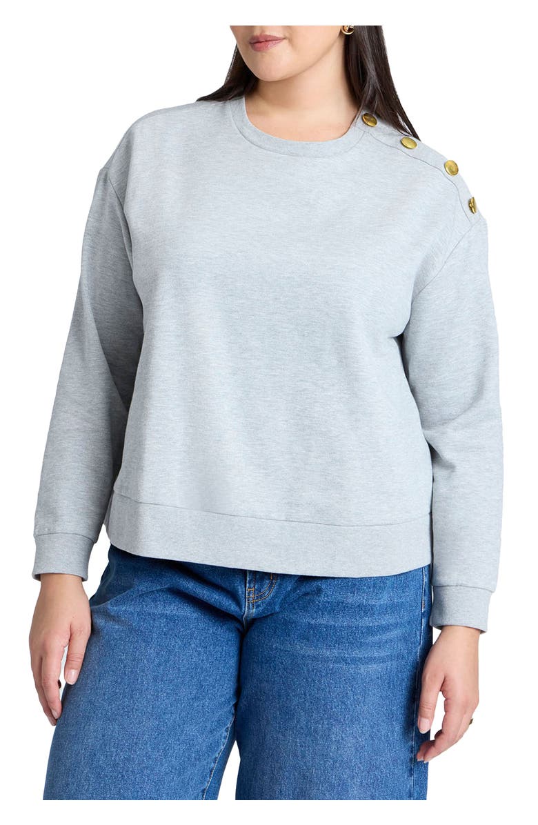 ELOQUII Shoulder-Button Sweatshirt, Main, color, 