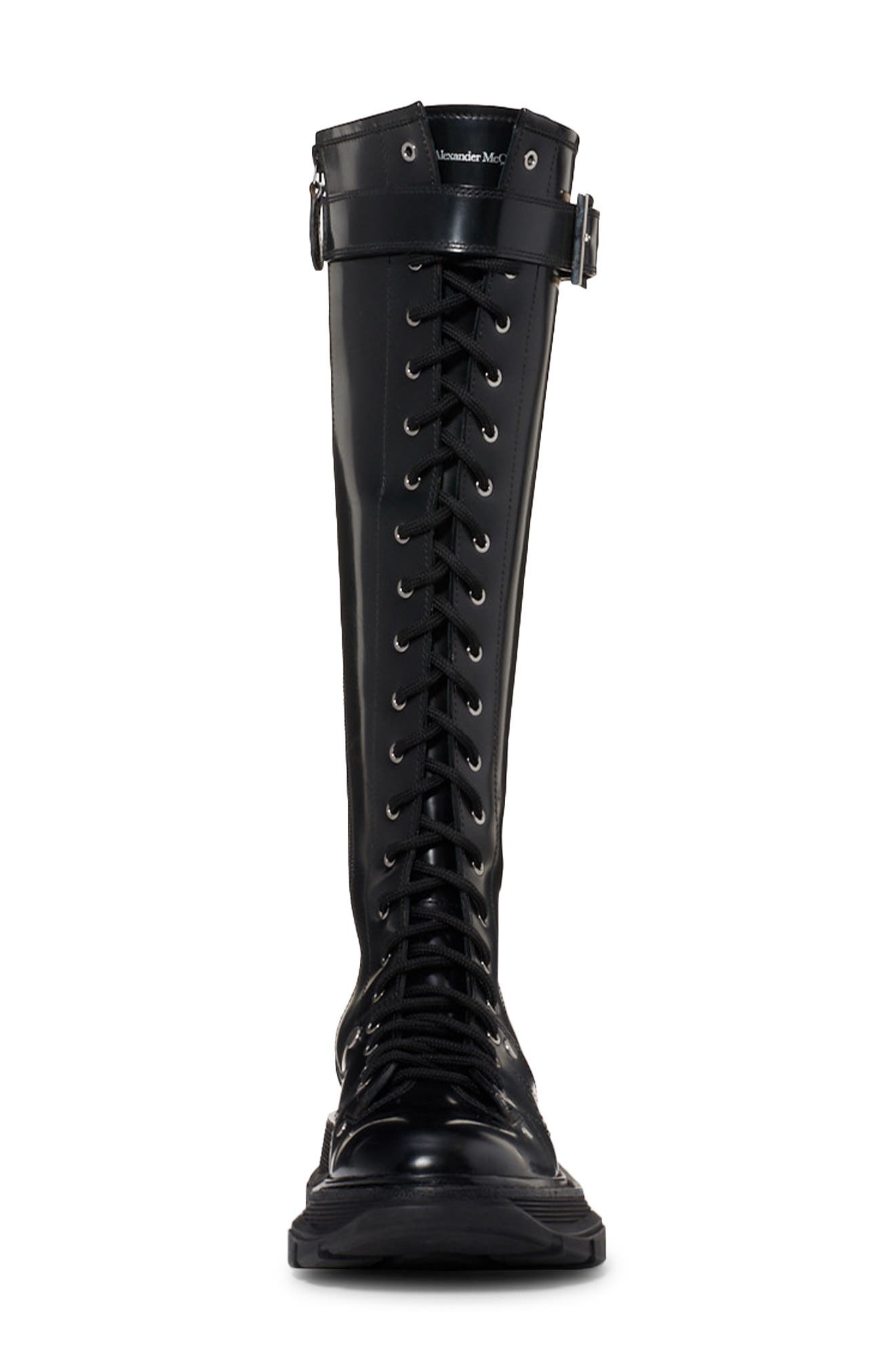 McQueen Alexander McQueen Tread Tall Lace-Up Platform Boot, Alternate, color, 