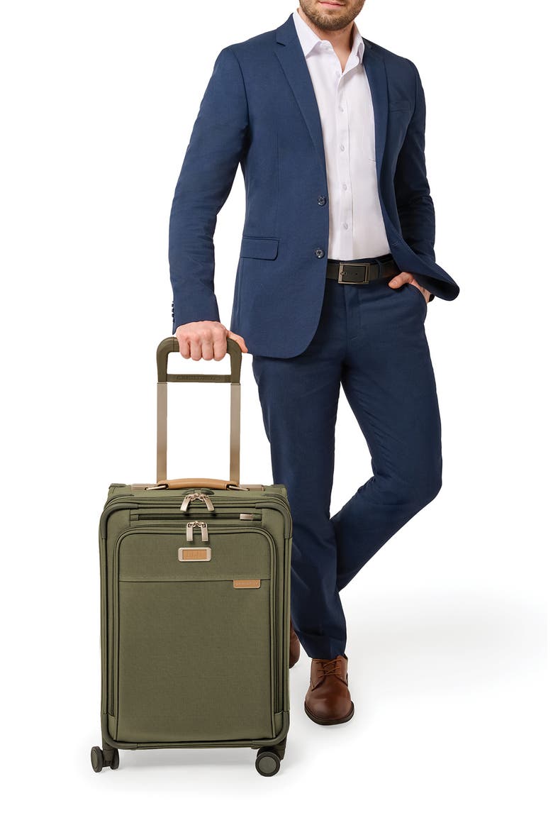 Baseline Essential 22-Inch Expandable Spinner Carry-On Bag, Alternate, color, OLIVE