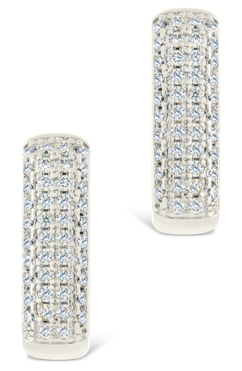 Sterling Forever Dalia Pavé Cubic Zirconia Rectangular Hoop Earrings, Alternate, color, 