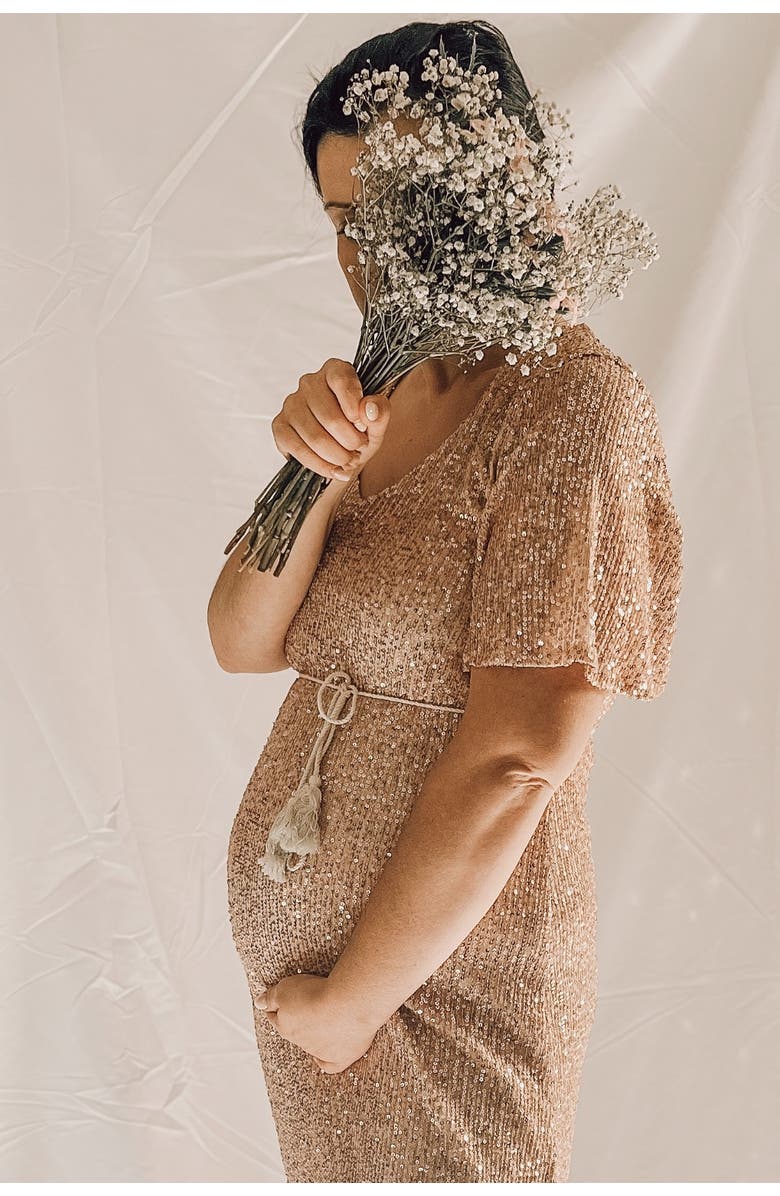 PinkBlush Sequin Short Sleeve Maxi Dress, Alternate, color, Pink