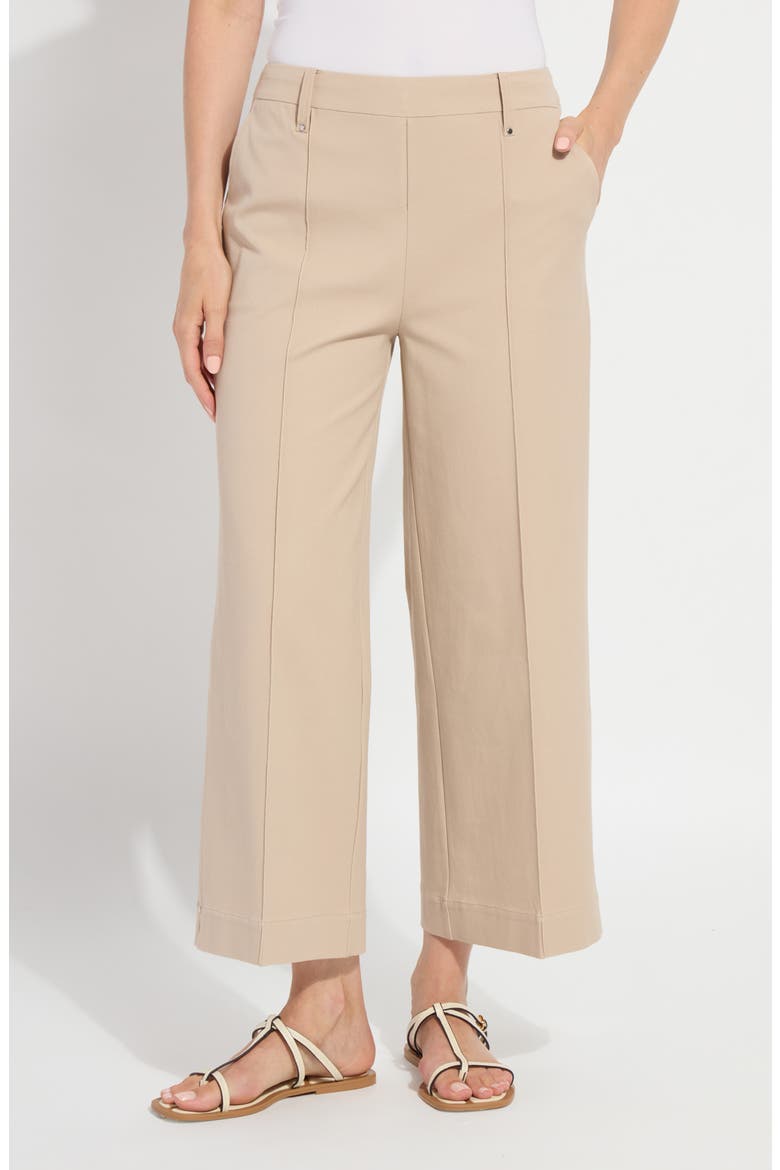 Miranda Pull-On High Waist Crop Wide Leg Twill Pants, Main, color, KHAKI