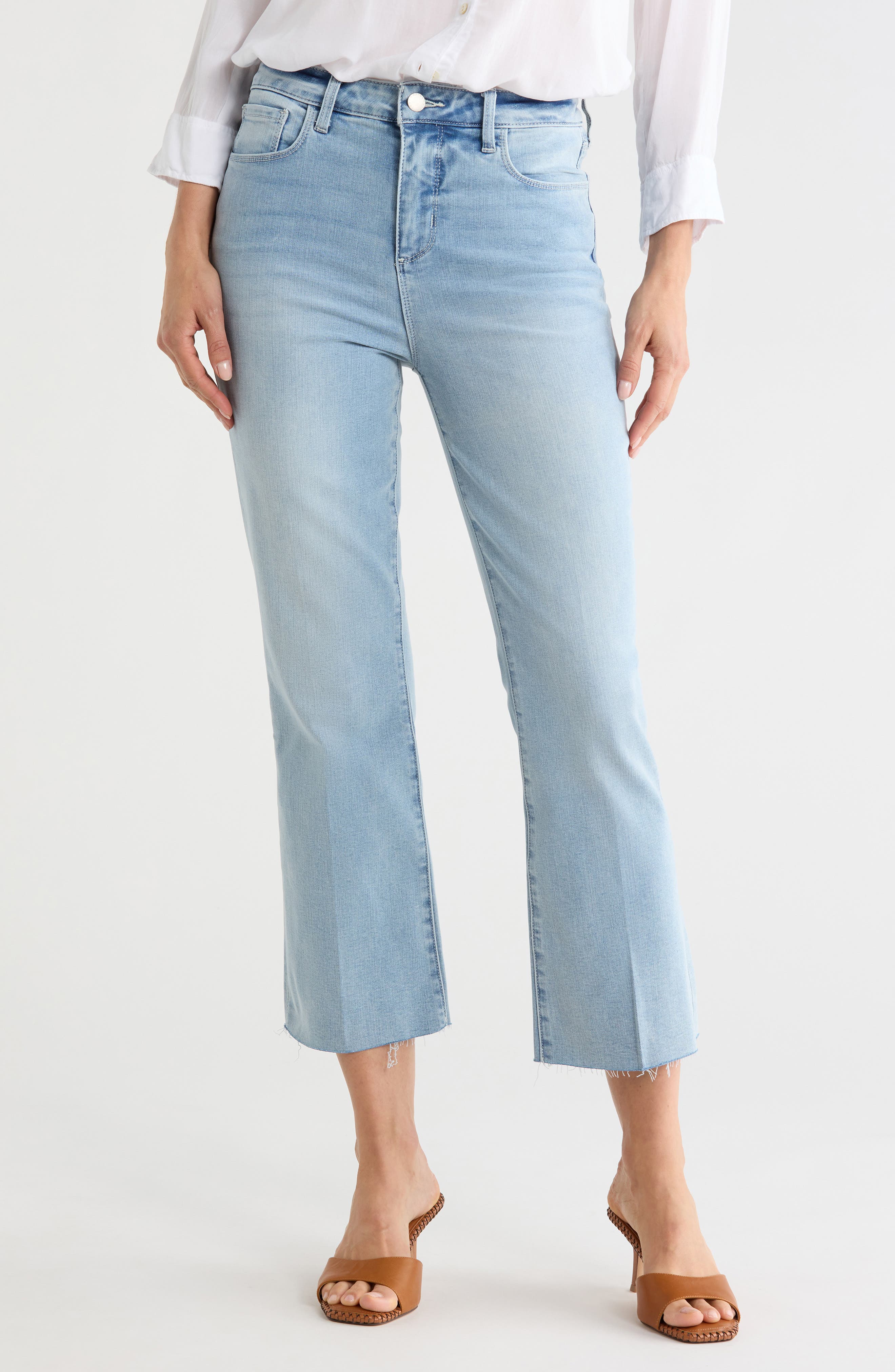 Kendra Raw Hem Flare Crop Jeans