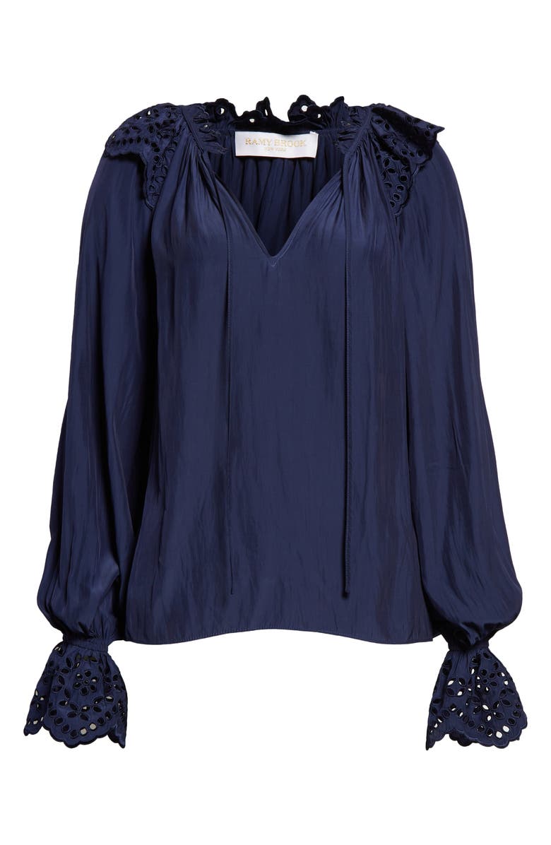 Ramy Brook Lilian Ruffle Eyelet Top, Alternate, color,