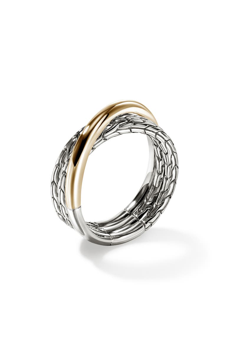 JH Essential Crossover Ring, Gold, Sterling Silver, Alternate, color, SILVER/GOLD