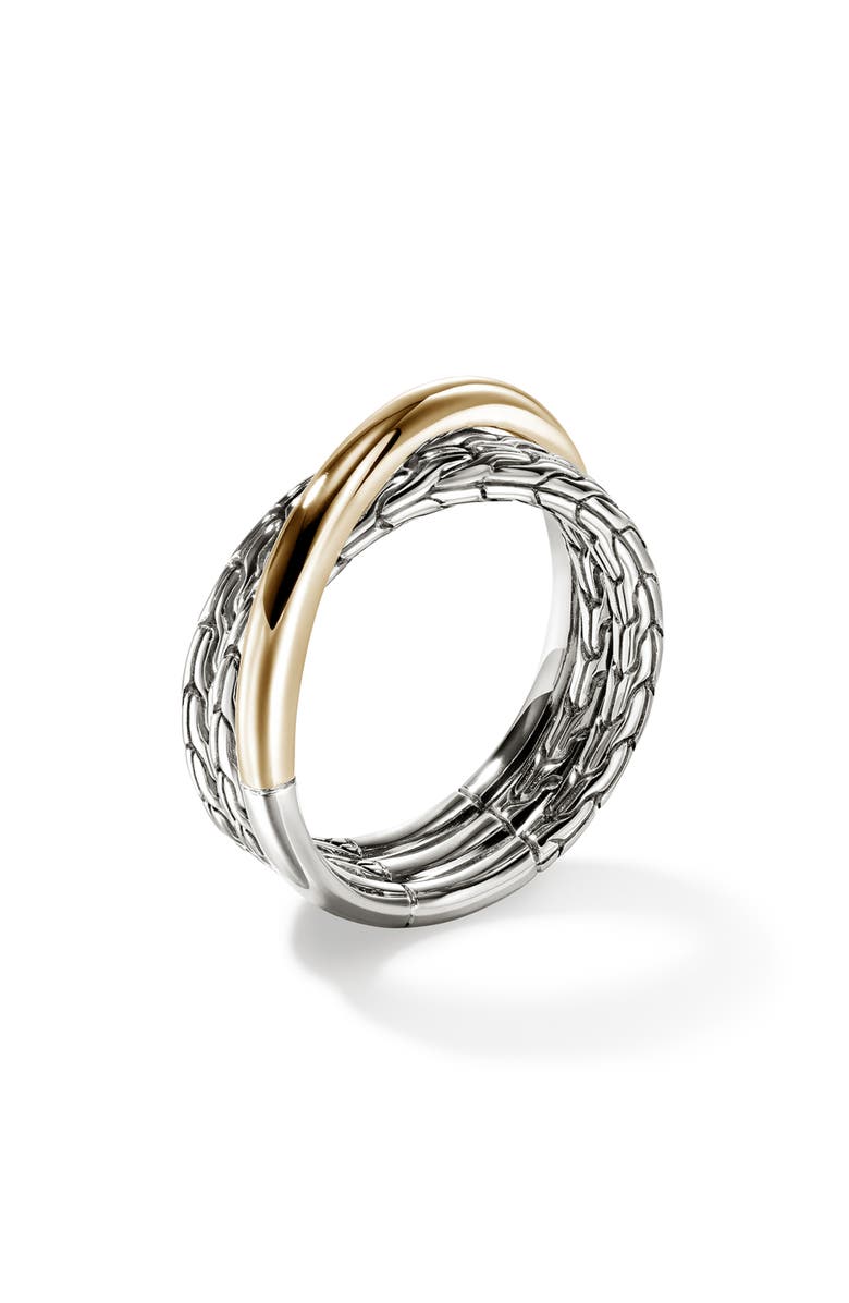 John Hardy JH Essential Crossover Ring, Gold, Sterling Silver, Alternate, color, Silver/Gold