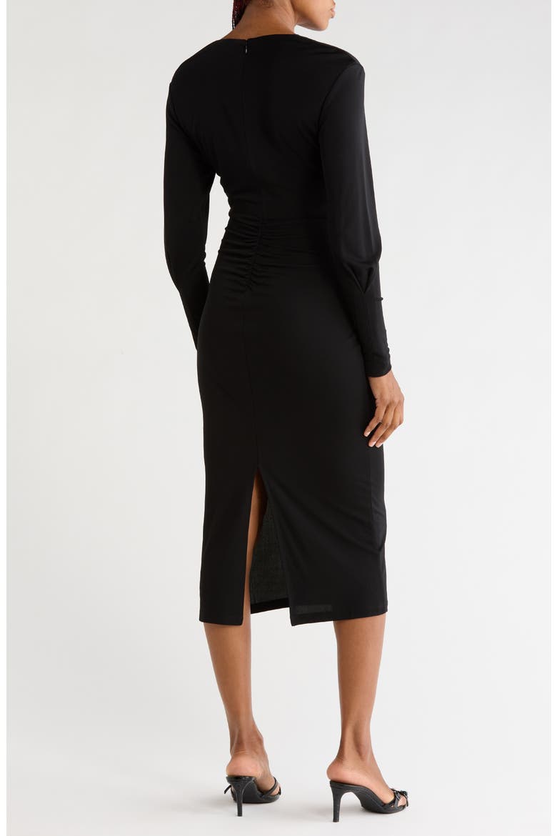 Mandana V-Neck Ruched Jersey Dress, Alternate, color, BLACK