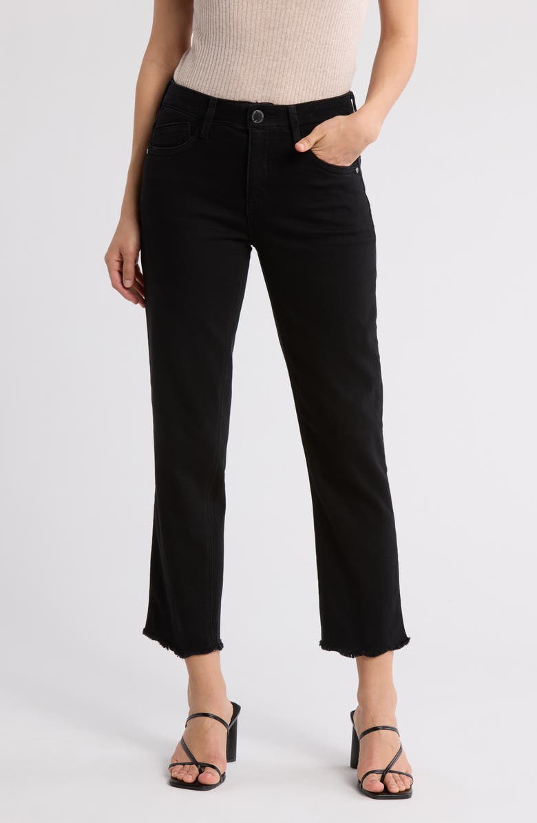 Democracy High Waist Fray Hem Crop Slim Straight Jeans, Main, color,