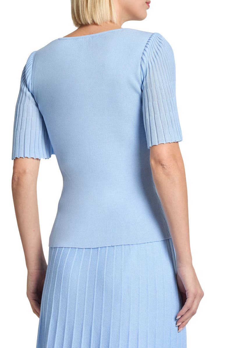 Misook Heritage Flutter Sleeve Rib Top, Alternate, color, 