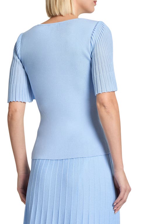 Misook Heritage Flutter Sleeve Rib Top In Arctic