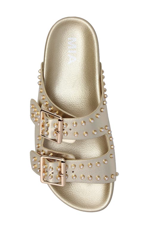 Mia Brooklyn Slide Sandal In Gold