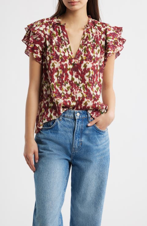 Calista Floral Flutter Sleeve Top