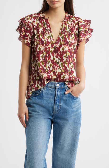 Calista Floral Flutter Sleeve Top