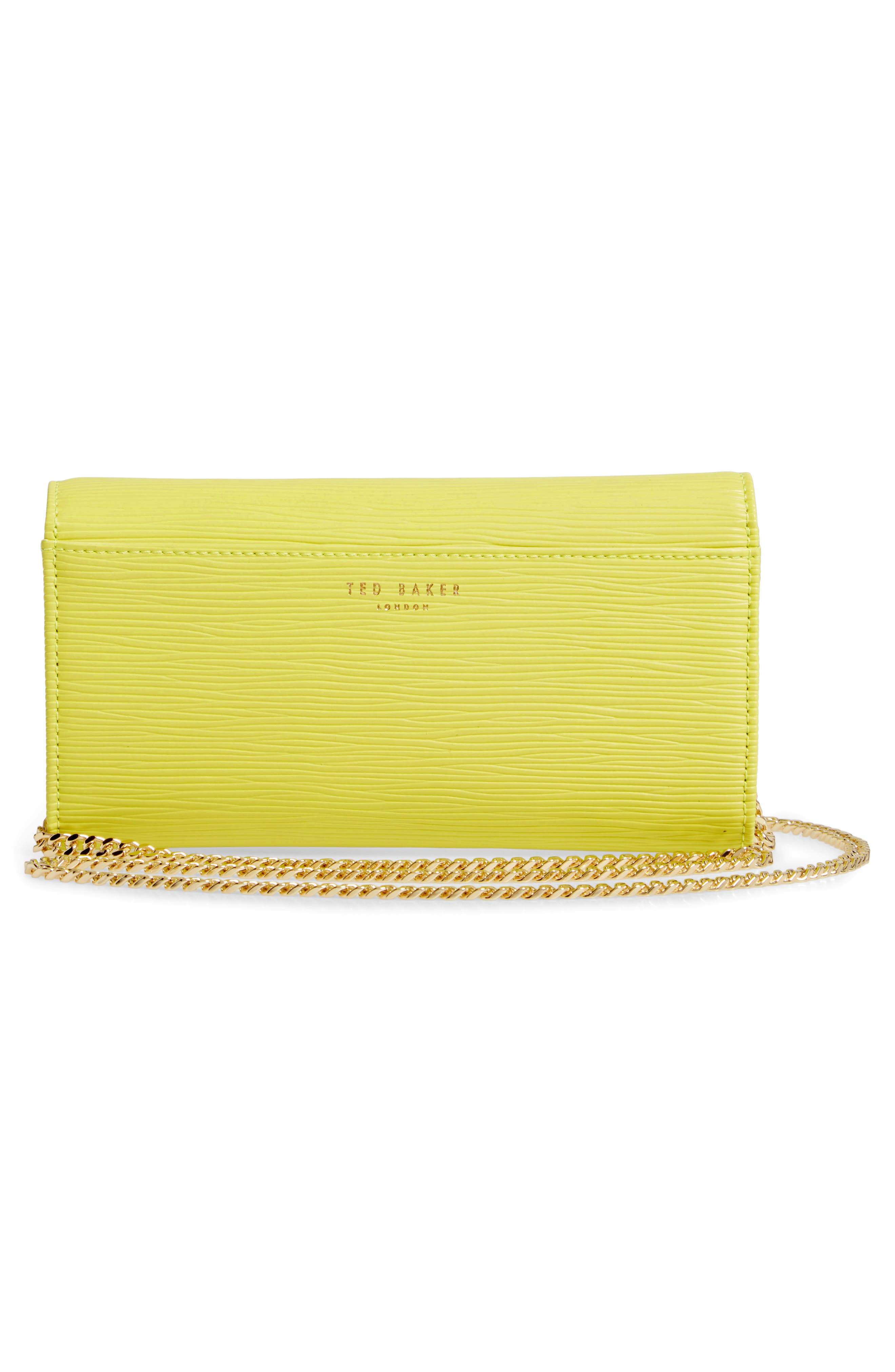Zea Bow Matinee Leather Crossbody Clutch, Alternate, color, LIME