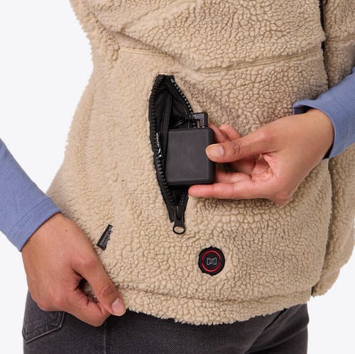Mobile Warming Upland Heated High-pile Fleece Vest In Brown