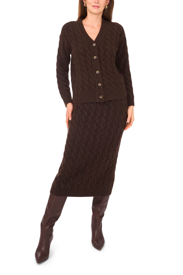 Cable Knit Midi Pencil Skirt, Alternate, color, CHOCOLATE