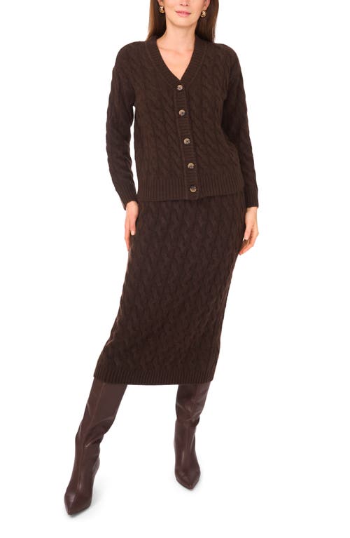 Vince Camuto Cable Knit Midi Pencil Skirt In Brown