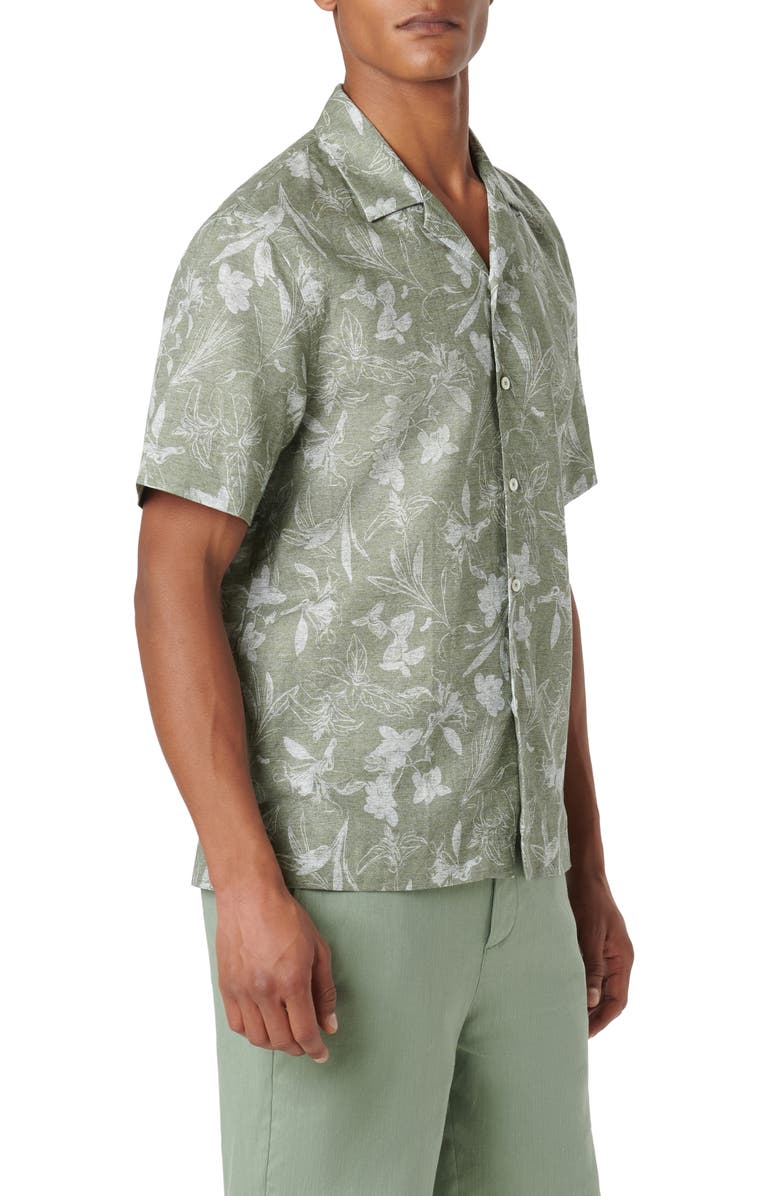Bugatchi Orson Floral Linen & Cotton Camp Shirt, Alternate, color, 