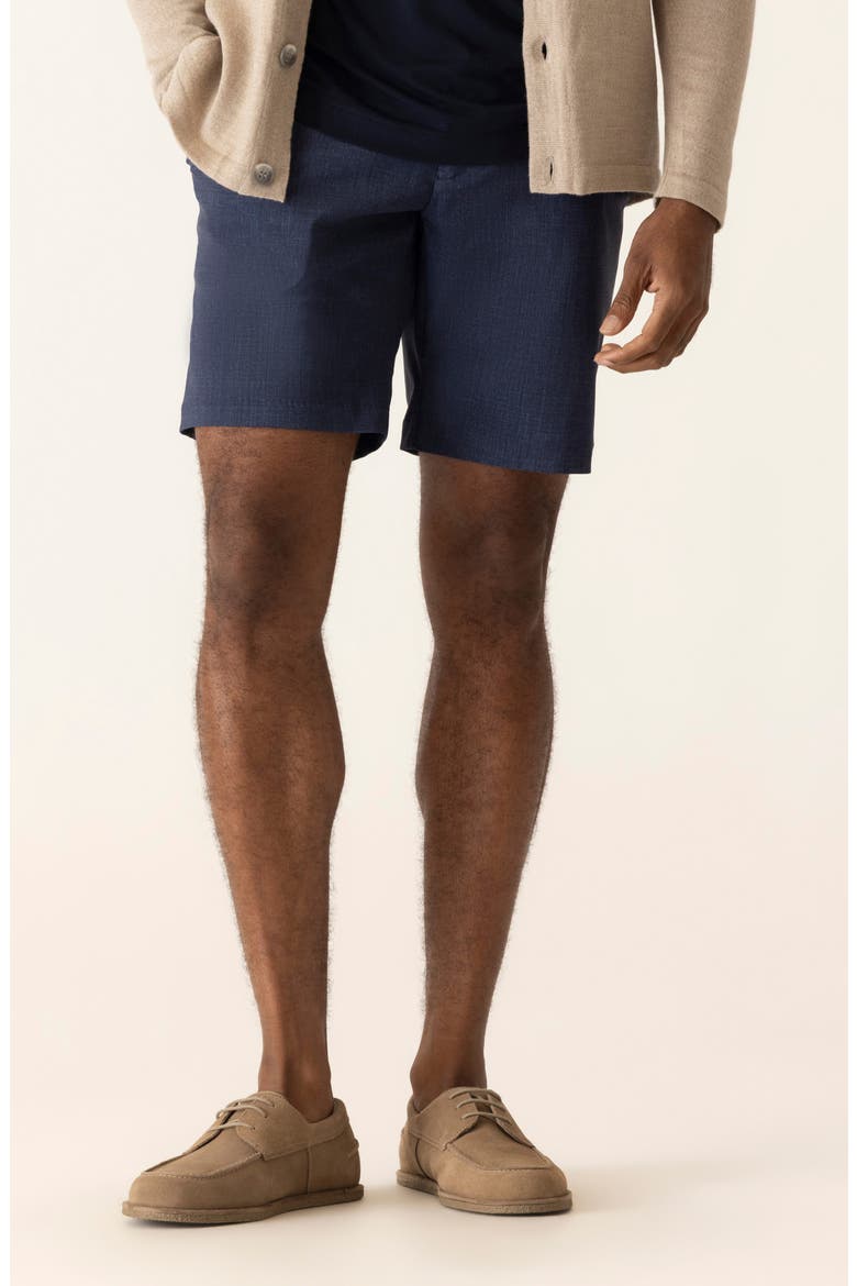 Galaxy 8.5-Inch Flat Front Knit Nylon Blend Bermuda Shorts, Main, color, INDIGO