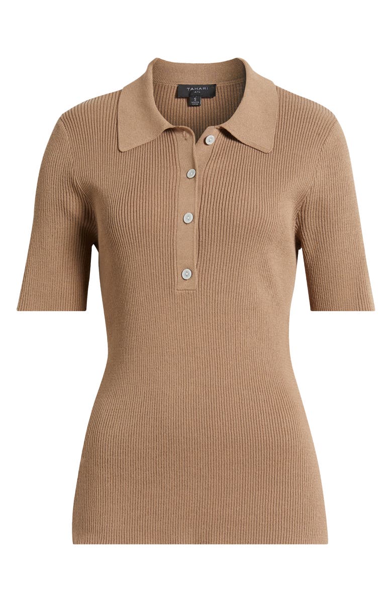 Tahari ASL Rib Polo, Alternate, color, Latte
