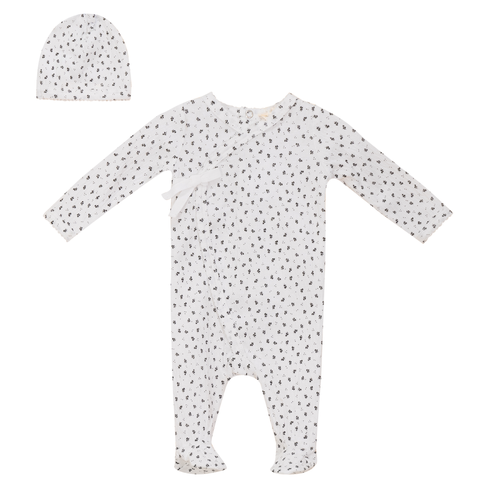 Crinkle Flower Print Romper with Hat Set (Baby)