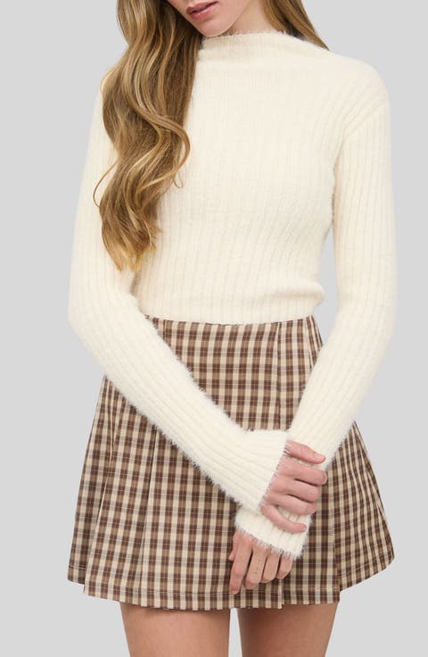 Mock Neck Crop Sweater