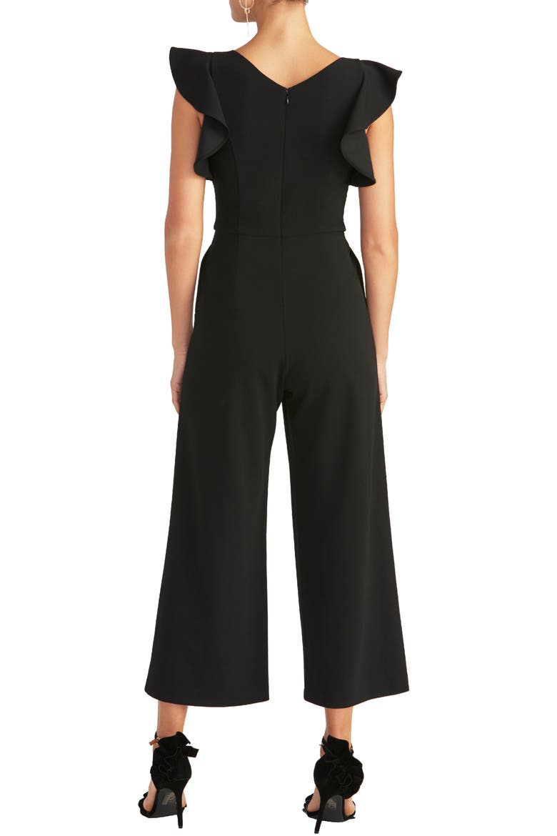 Kate Ruffle Sleeve V-Neck Jumpsuit, Alternate, color, BLACK