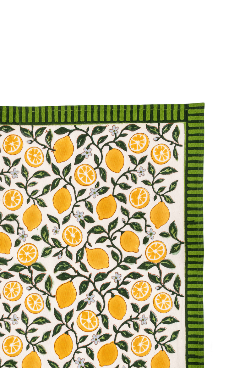 Capri Clock Inner Child Capri Lemons Blockprint Napkins - Set of 4 | Nordstrom