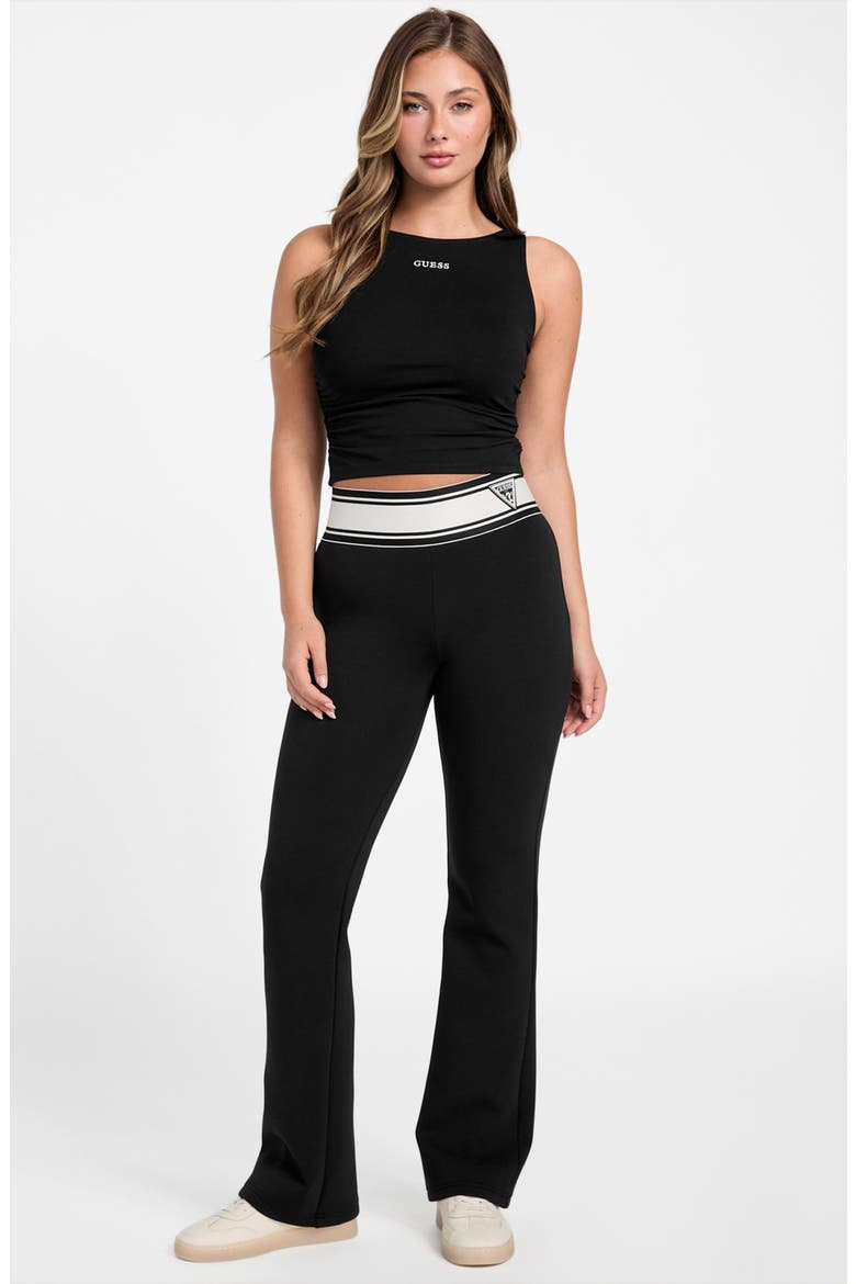 Nina Ruched Cotton Blend Crop Tank, Alternate, color, JET BLACK