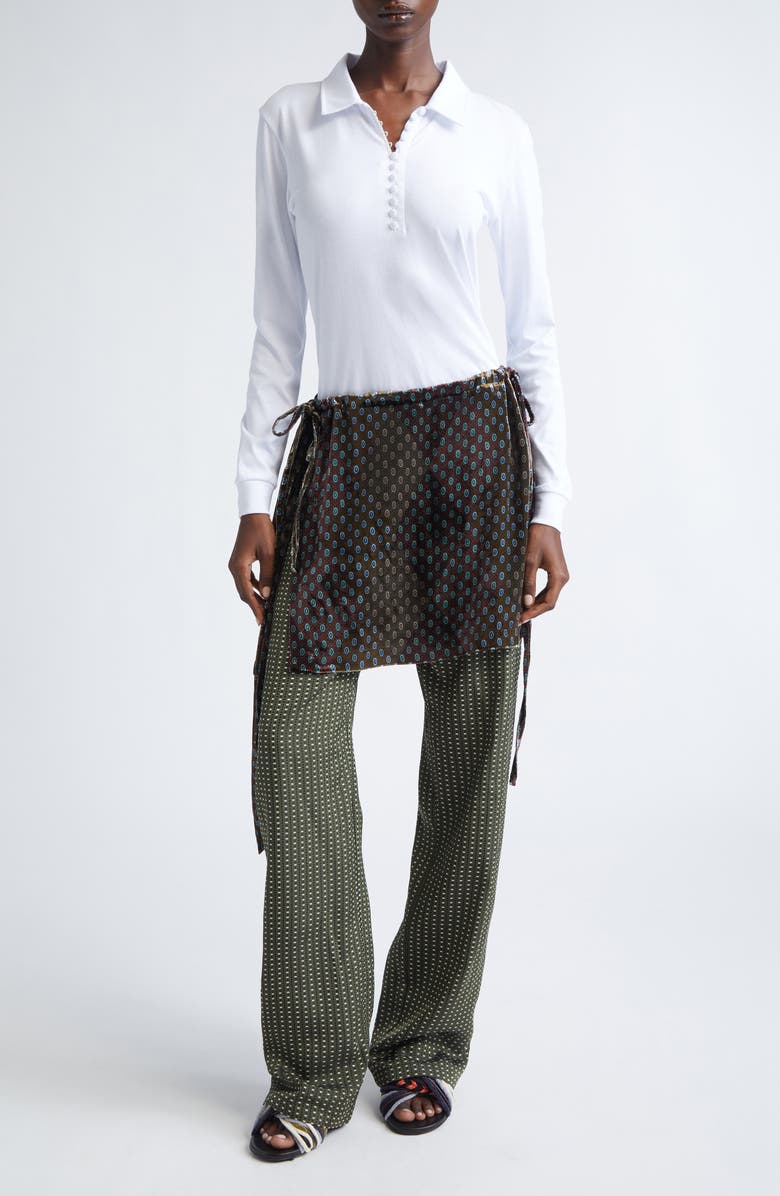 Dries Van Noten Herst Long Sleeve Polo Sweater, Alternate, color, White