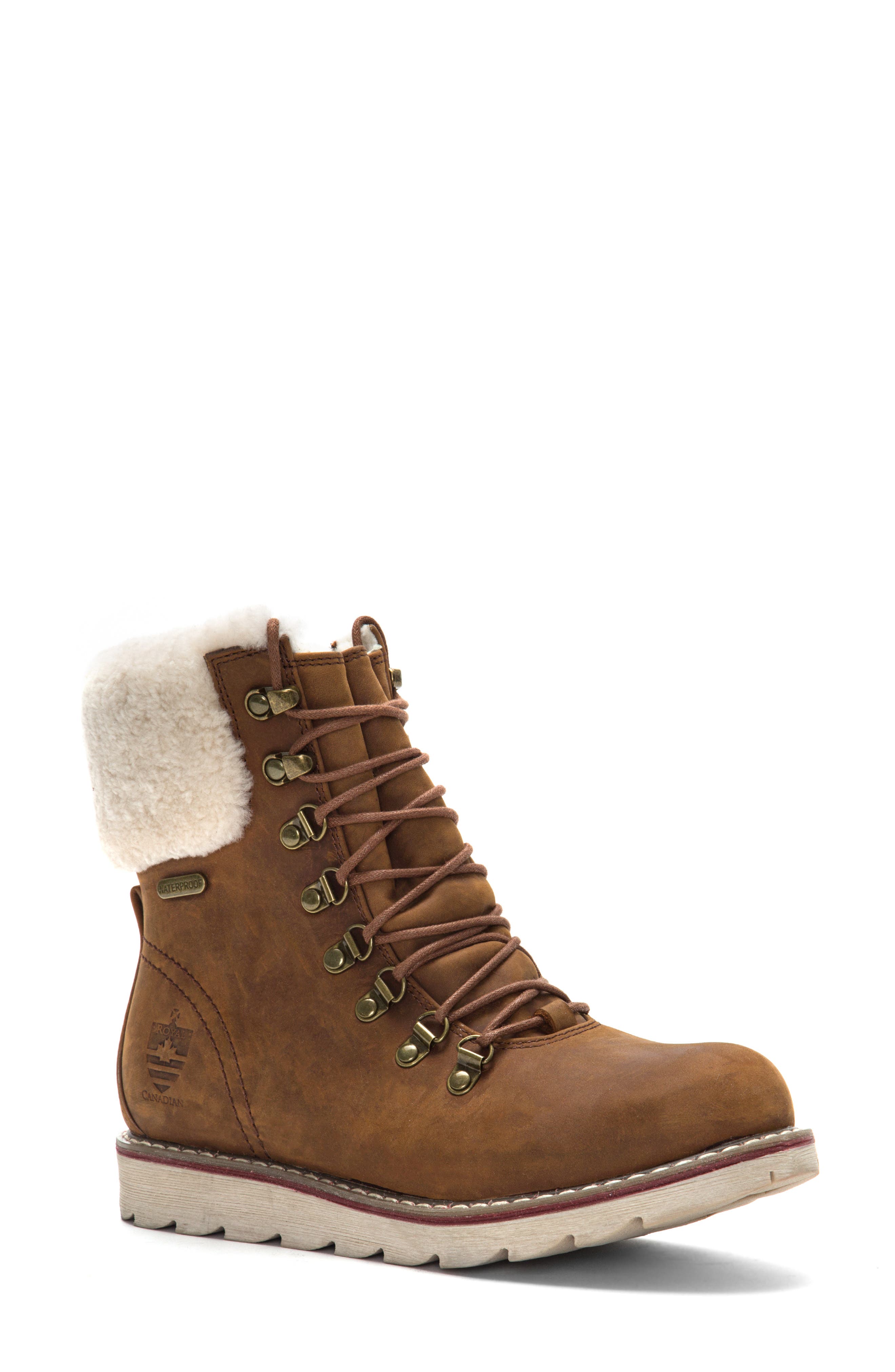 Royal Canadian Lethbridge Waterproof Snow Boot with Genuine Shearling Cuff, Main, color, 