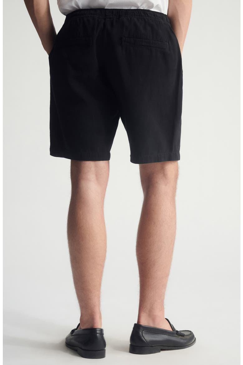 Pull-On Loose Fit Cotton & Linen Shorts, Alternate, color, BLACK