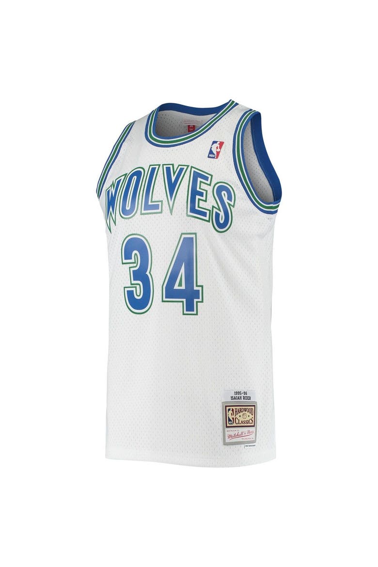Men's Mitchell & Ness Isaiah Rider White Minnesota Timberwolves 1995/96 Hardwood Classics Swingman Jersey, Alternate, color, White