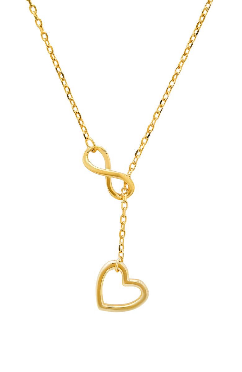 Queen Jewels 14K Golf Plated Sterling Silver Heart & Infinity Lariat Necklace, Main, color, Gold