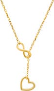 Queen Jewels 14K Golf Plated Sterling Silver Heart & Infinity Lariat Necklace