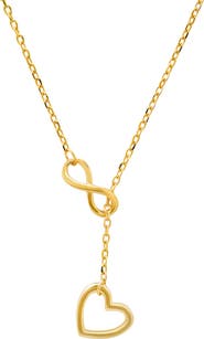 Queen Jewels 14K Golf Plated Sterling Silver Heart & Infinity Lariat Necklace