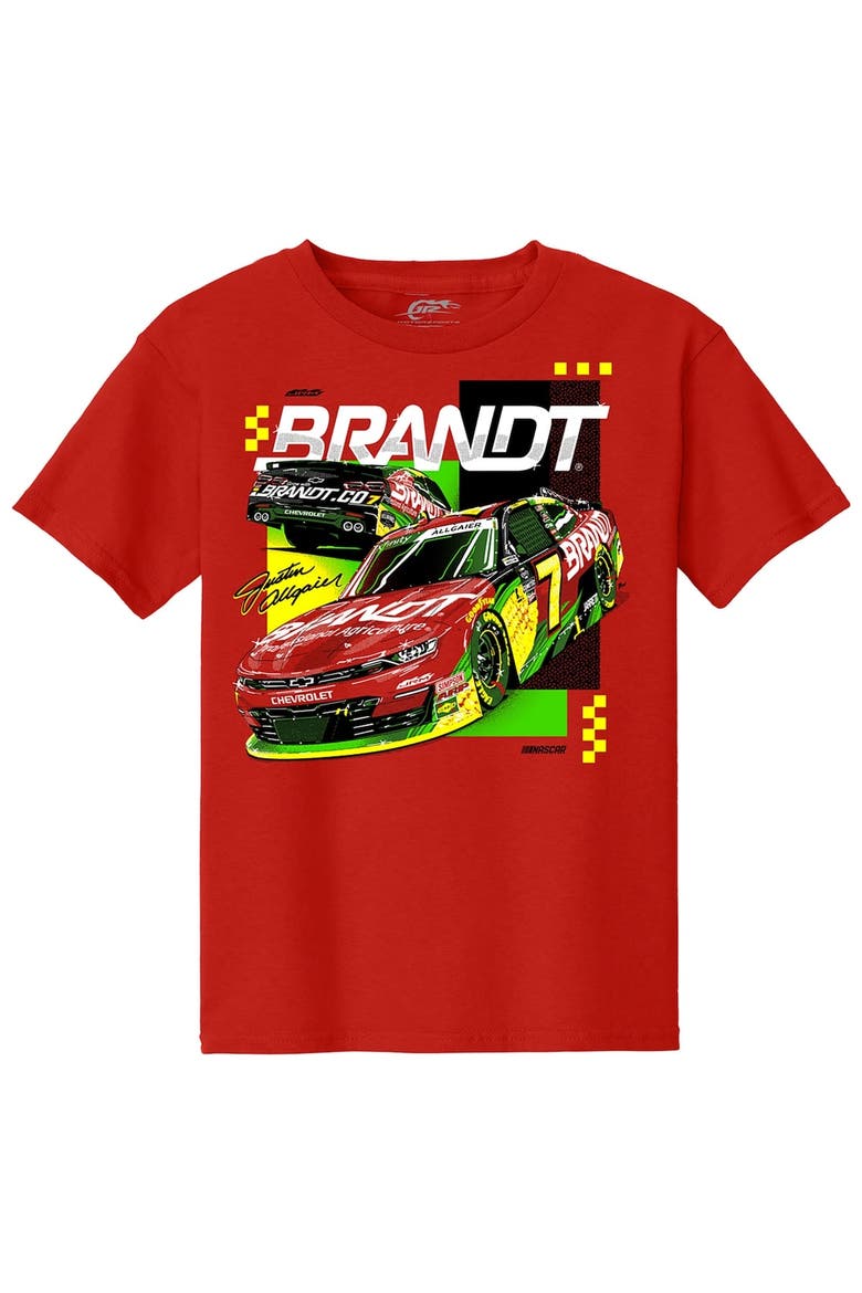 Youth JR Motorsports Official Team Apparel Red Justin Allgaier Brandt Car T-Shirt, Alternate, color, Red