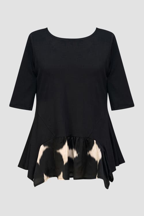 ALEMBIKA ALEMBIKA SERENE PRINT MIXED MEDIA PEPLUM TOP